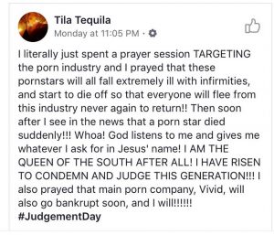 Tila Tequila wishes all porn stars would die